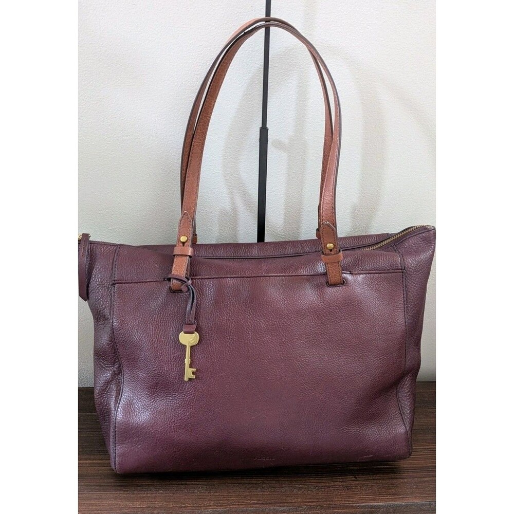 Fossil Rachael Leather Tote Fig Colored Shoulder Tote Bag